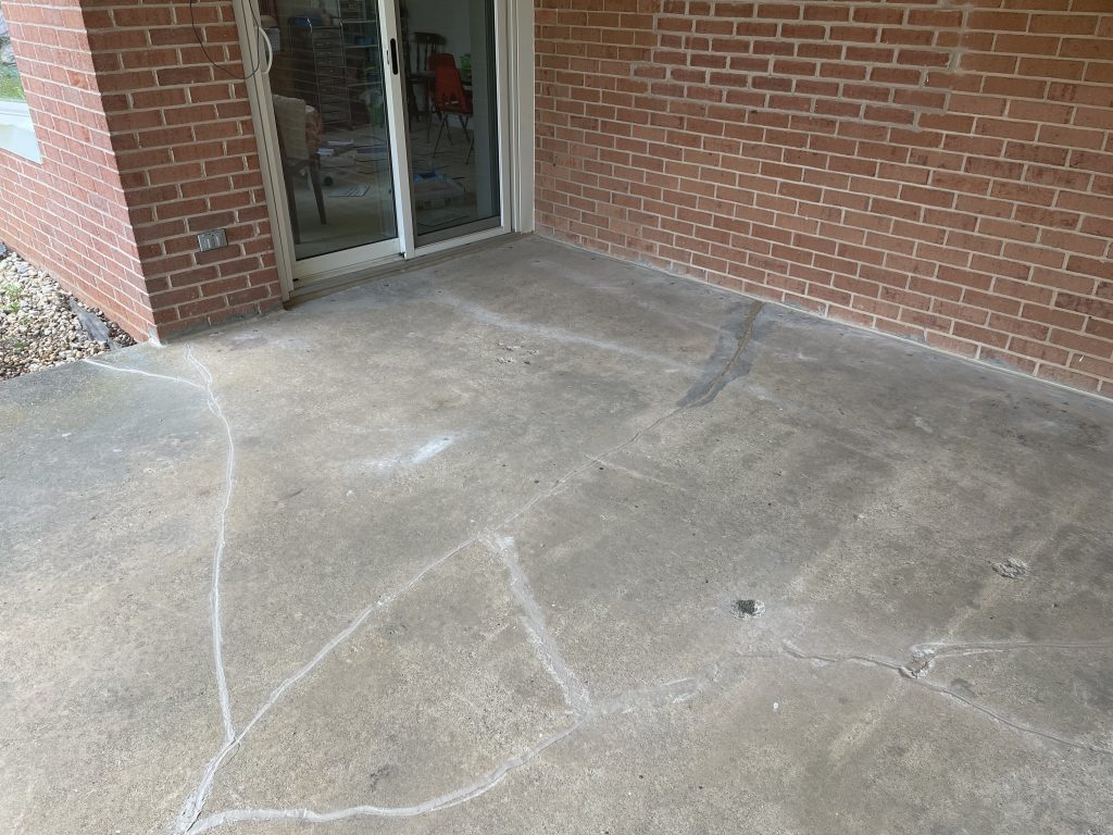 An after picture of a clean patio with sealed cracks in Hagerstown